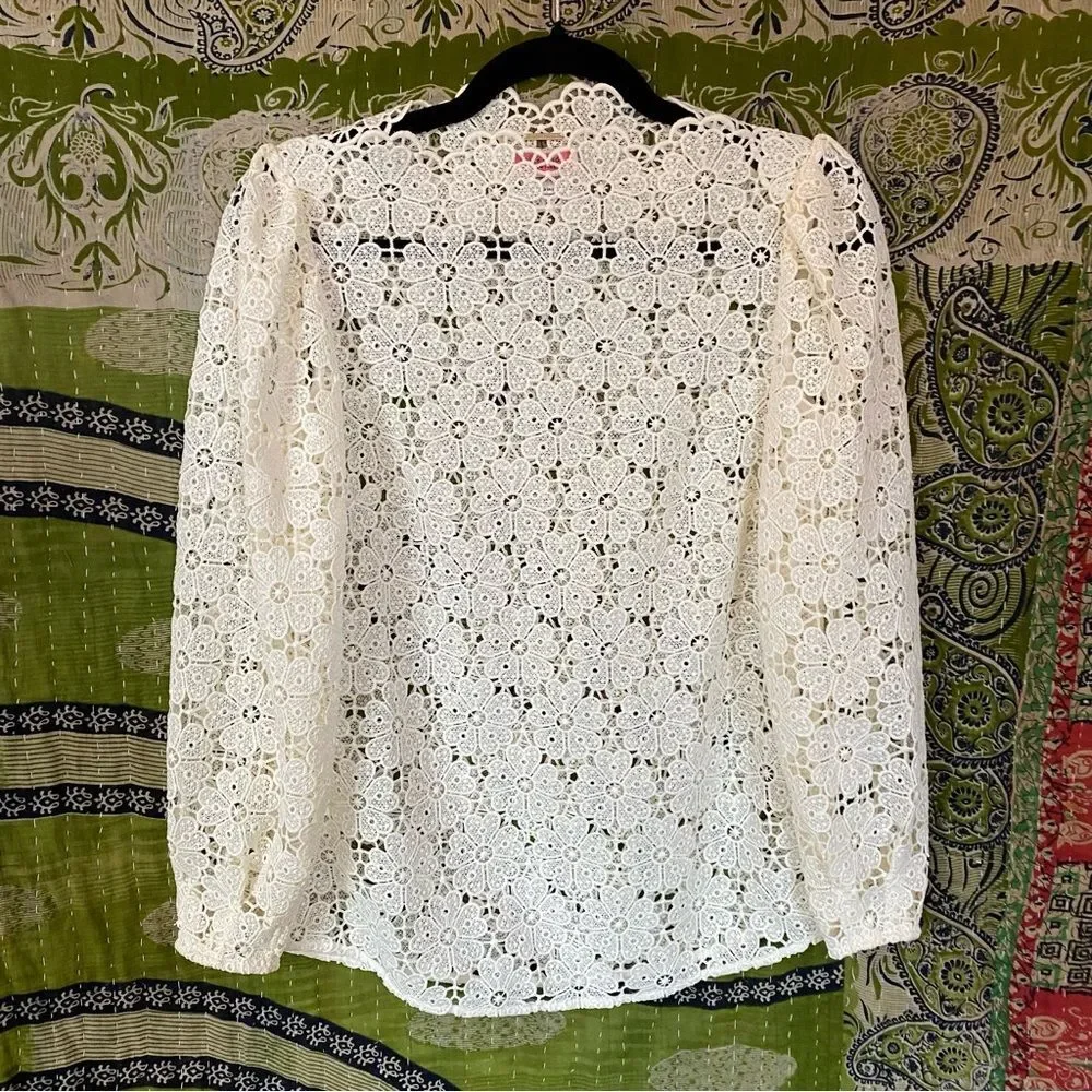 NWOT Kate Spade New York Ivory Daisy Lace Blouse Size 0